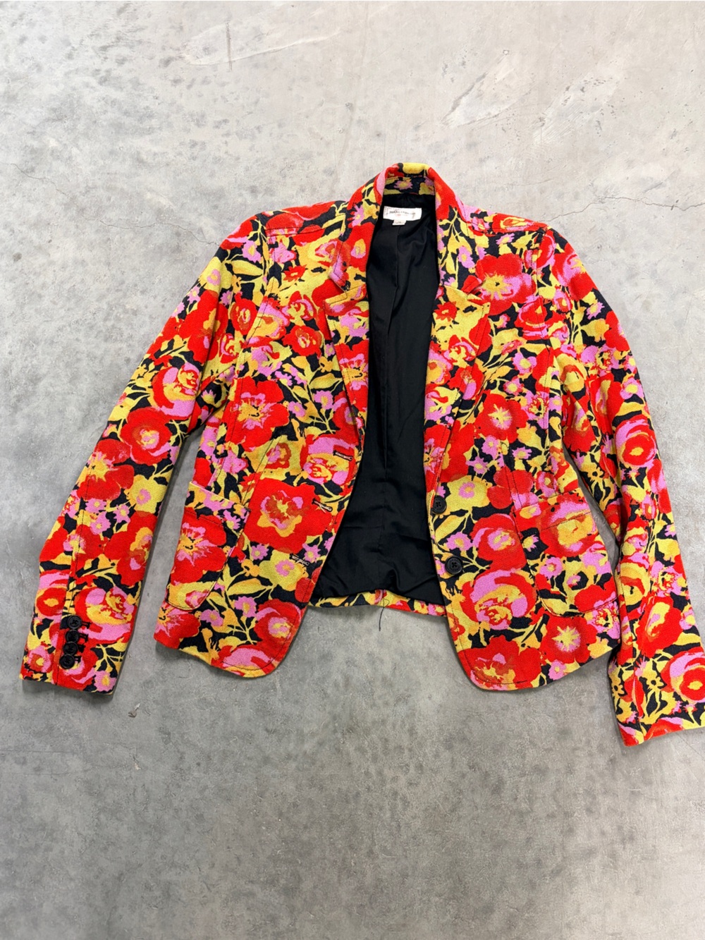 Isaac Mizrahi Red Floral Blazer with Pink and Yellow Accents